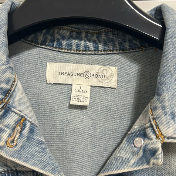 Treasure & Bond Kids Denim Jacket with Yellow and Black Smiley - Picture 3 of 7